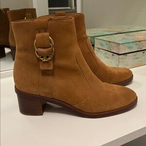 Tory Burch Tan Suede Ankle Boots